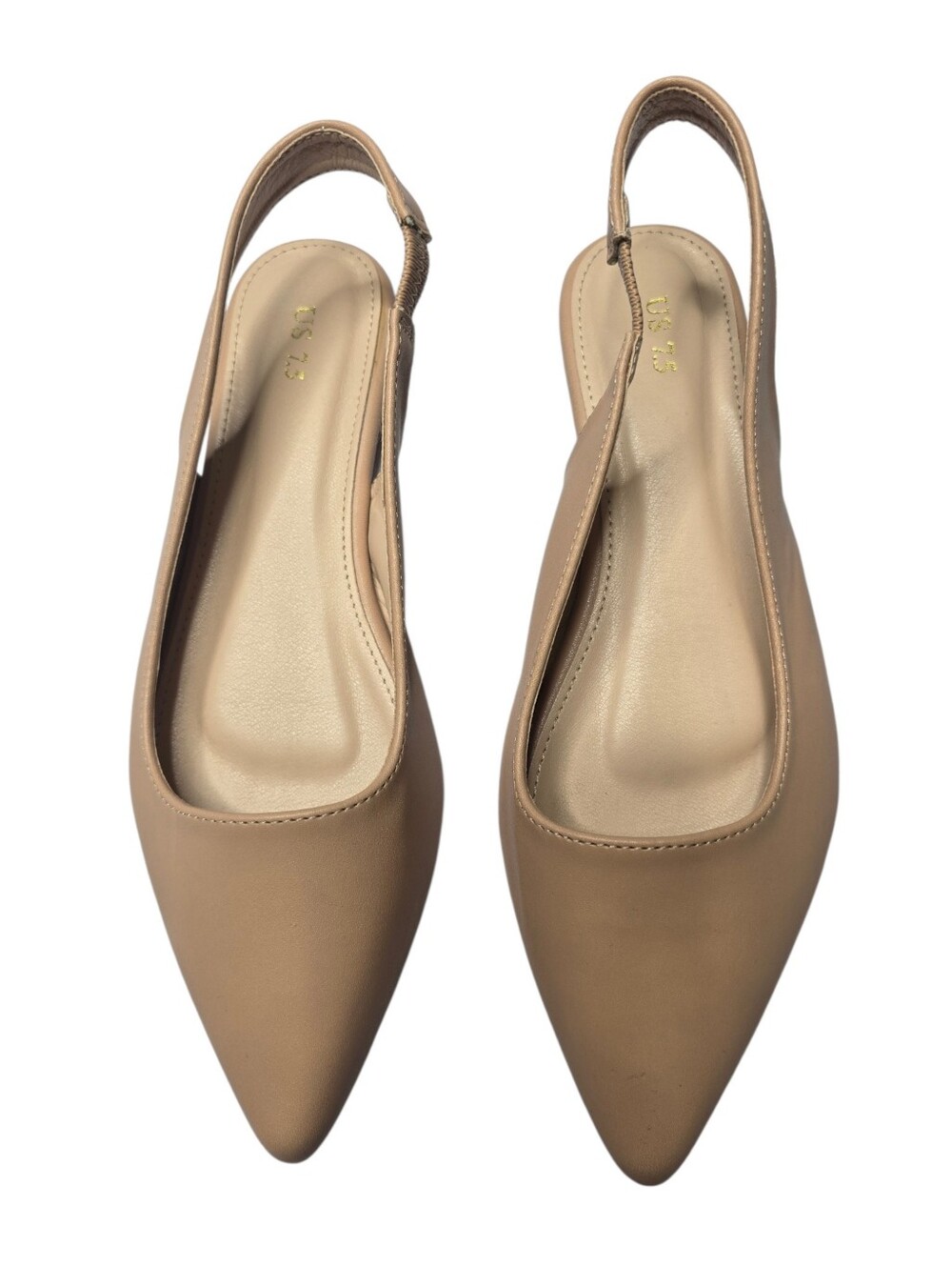 Nude Pointed Toe Slingback Flats - Size 7.5